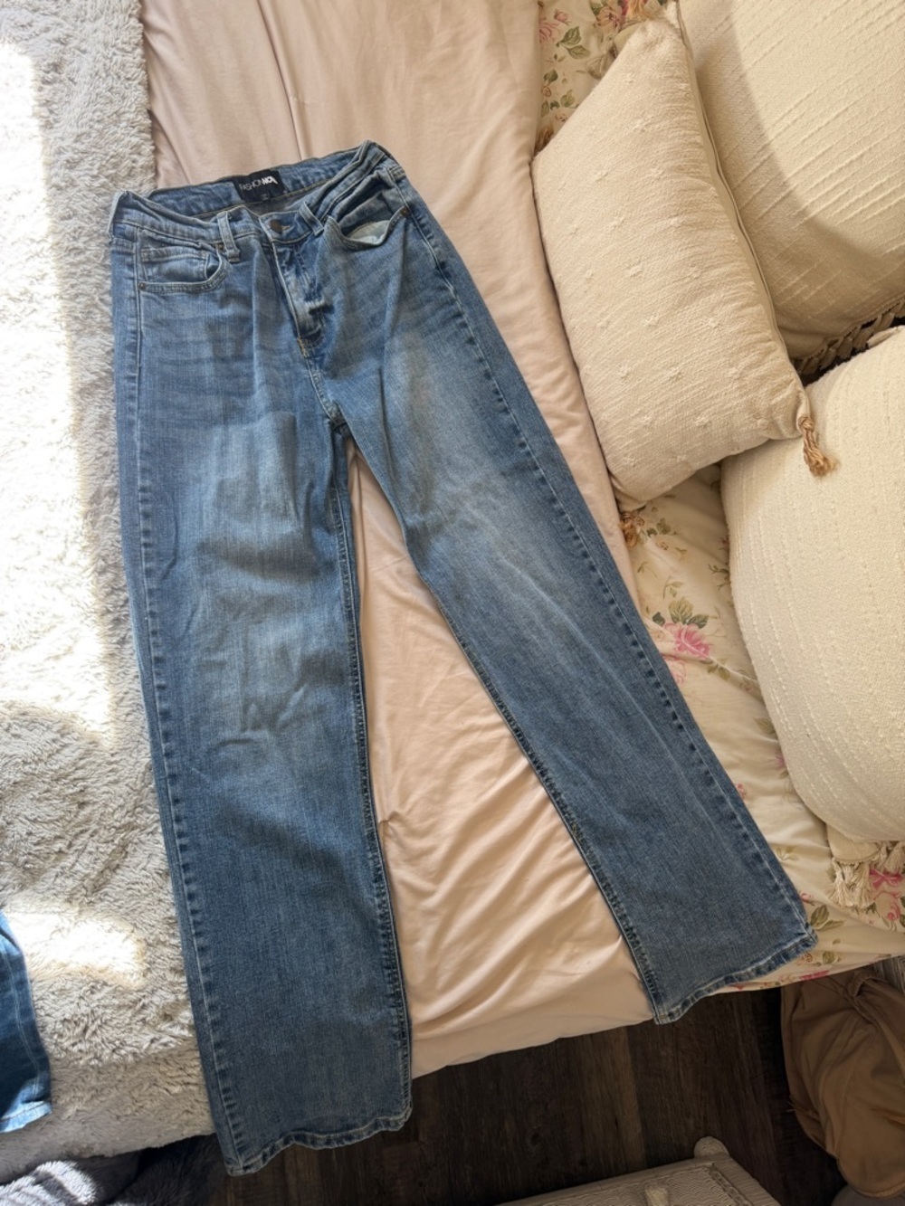 Fashion Nova Women's Light Blue Flare Jeans